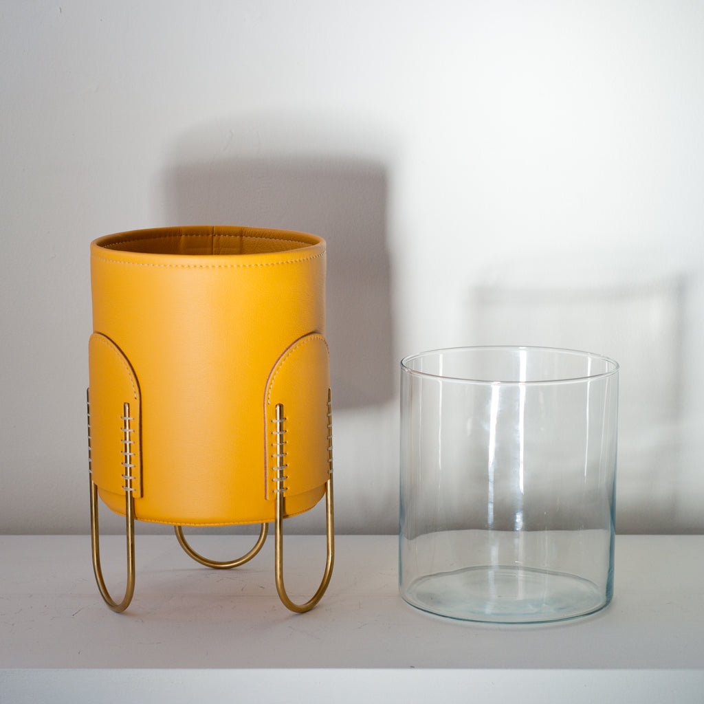 Glass Plant outlet Stand(Yellow)